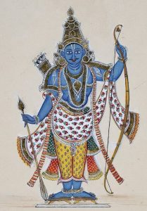 Painting of Rama the 7th avatar of Vishnu and featured in the Ramayana