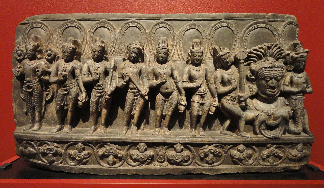 Navagraha Devas anthropomorphic forms of astronomical bodiesRelief Sculpture from Bihar India 10th Century AD San Diego Museum of Art