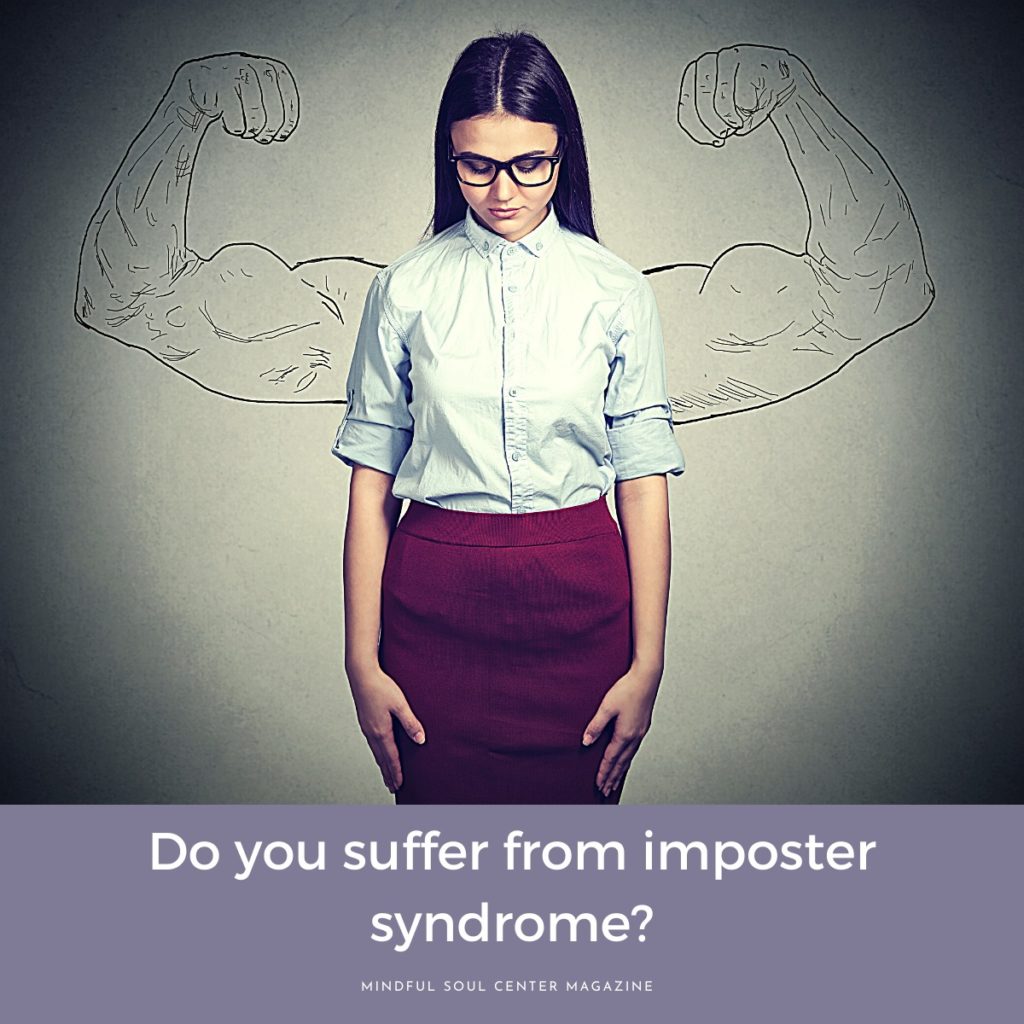 Title card for article on imposter syndrome - Mindful Soul Center Magazine