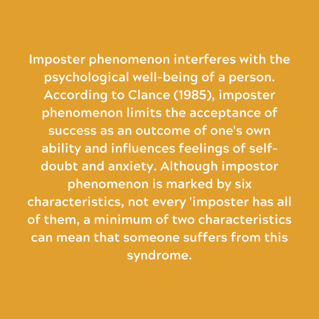 Text image about imposter syndrome